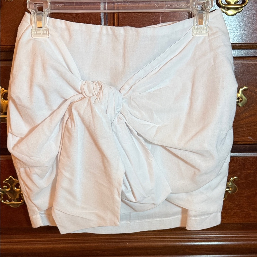 J.O.A. White Knot-Front Mini Skirt